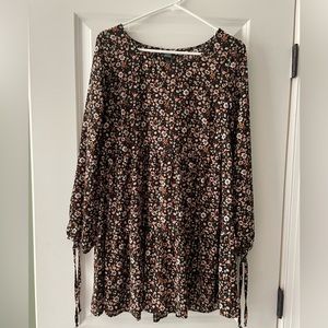 Wild Fable Boho Babydoll Floral Long sleeve dress, size small